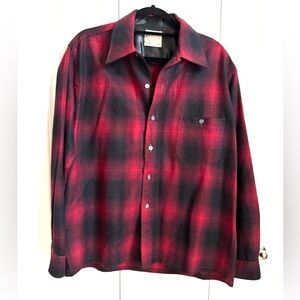 Vintage Golden Line Shadow Plaid Wool Blend Shirt